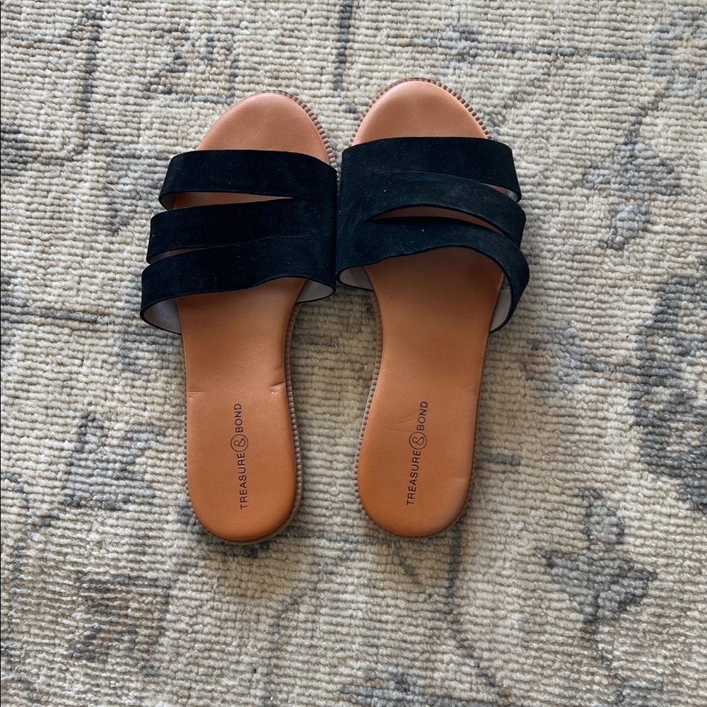 Treasure & Bond Black Suede Slide Sandals